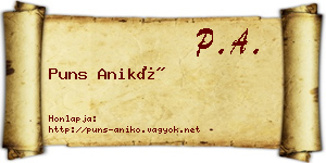 Puns Anikó névjegykártya