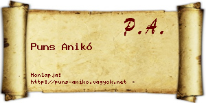 Puns Anikó névjegykártya